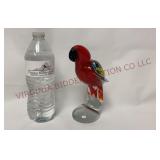 Vintage Art Glass Red Parrot Figurine - 7" tall