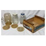 Ballantine Fruit Crate, Plastic Waterers & Jars