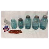 Vintage Blue Ball Canning Jars & Jar Rubbers