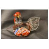 Millefiori Art Glass Hen Chicken Paperweight