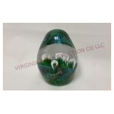 Controlled Bubble Art Glass Egg Shaped Paperweight