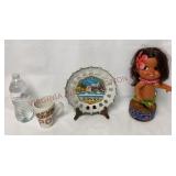 Souvenir Mug & Plate, Rotating Musical Hula Girl