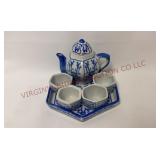 Miniature Blue & White Porcelain Tea Set