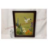 Vintage Crewel Embroidery Framed Art - 18"x23"