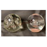 Controlled Bubble Art Glass Orb Paperweights - 2