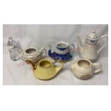 Vtg Teapots w/o Lids & Coffee Pot w Repaired Lid