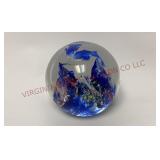 Underwater Fish Round Art Glass Paperweight