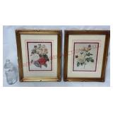 Gilt Framed Floral Lithograph Prints - Pair