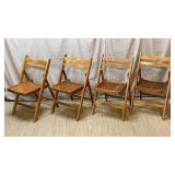Mid Century Folding Slat Seat Chairs - Set of 4