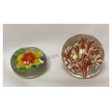 Vintage Art Glass Flower Paperweights - 2