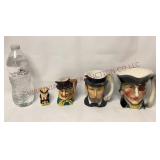 Vintage Toby Style Face Mugs - 4 - Various Sizes
