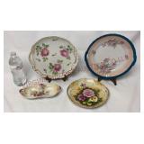 Vintage / Antique Handled Plates & Basket Dish