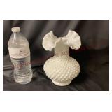 Fenton Hobnail Milk Glass 7" Double Crimped Vase