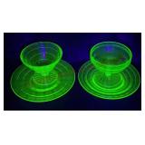 Vintage Depression Glass Sherbets w  Plates - Glow