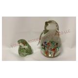 Millefiori Art Glass Frog & Penguin Paperweights