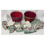 Vintage Baskets & Kitchen Curtains - See Desc