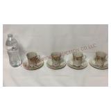 Vintage Hand Painted Japan Teacups & Saucers Set