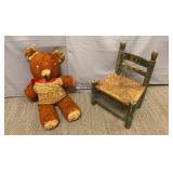 Vintage / Antique Teddy Bear & Painted Chair