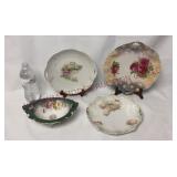 Antique Handled Plates & Oval Bowl