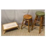 Folding Serving Tray & (2) Bar Stools