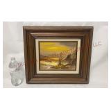 Vintage Engel Coastal Seascape Framed Painting
