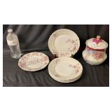 Antique German Plates & Unmarked Biscuit Jar