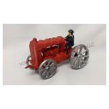 Vintage Cast Iron Red Toy Tractor - 5.5" Long