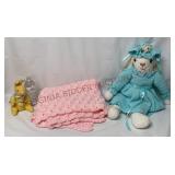 Hand Made Crochet Baby Blanket & Bunny Rabbits