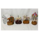 Vintage Carousel Bear, Unicorn & Horse Music Boxes