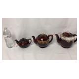 Vintage Brown Betty & Drip Glaze Teapots - 3