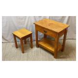Vintage Hand Made Stool / Stand & Side Table