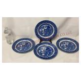 Blue Willow Ware 9" Dinner Plates - 4