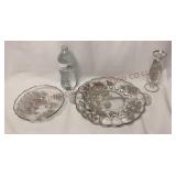 25th Anniversary Silver Overlay Glassware - 3 Pcs