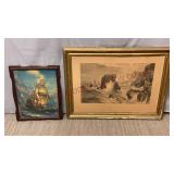 Vintage Framed Print & Antique Etching - See Desc