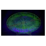 1930s Jeannette Floral 10" Platter - Uranium Glass