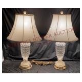 Vintage Lead Crystal Table Lamps - Both Power On