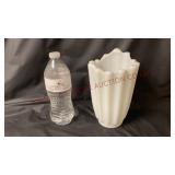 MCM Fostoria Celestial Milk Glass Fluted 8" Vase