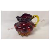 1950s Kanawha Red Amberina Glass 4" Pitcher