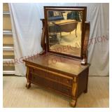 Antique Empire Style Low Dresser w Tilt Mirror