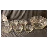 Vintage Clear Glass Salad Bowl Set - 6 Pieces