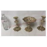Holiday Imports Silverplate Candlesticks & Compote