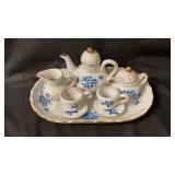 Miniature Blue & White Porcelain Tea Set