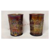 Northwood Greek Key Carnival Glass Tumblers - 2