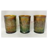 Northwood Greek Key Carnival Glass Tumblers - 3