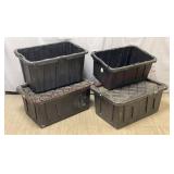 Black Plastic Storage Totes - 4 - Need Cleaning