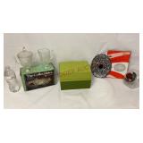 Vintage Sugar & Creamer, Recipe Box, Trivet & Jar