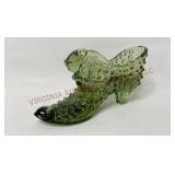 Fenton Cats Head Hobnail Slipper Shoe - Green