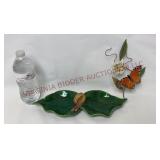 Leaf Dish & Bovano of Cheshire Enamel Butterfly