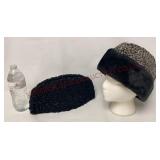 Millinery - Vintage Black Fur & Union Made Hats