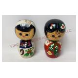 Wooden Kokeshi Bobble Head Nodder Dolls - 2